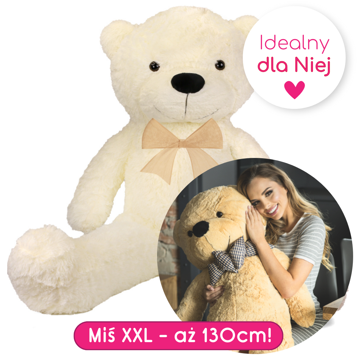 Mega Miś Pluszowy XXL Kremowy